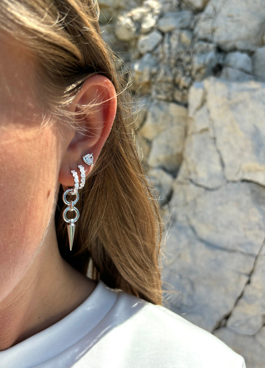 Heart Claw Stone Studs