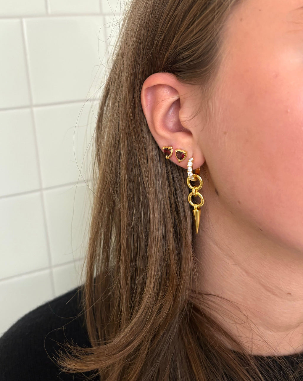 Heart Claw Stone Studs